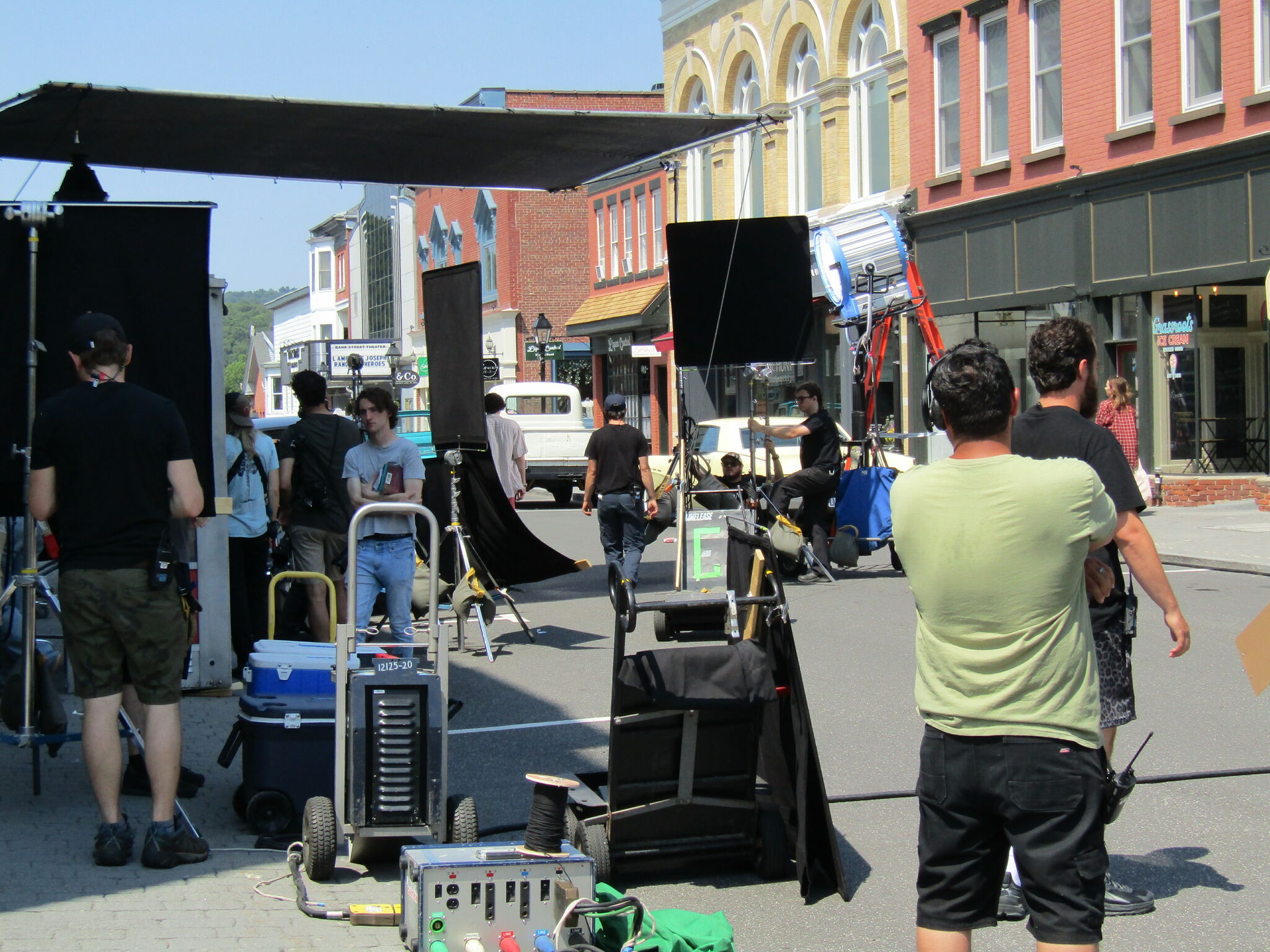 New Milford's Bank Street, reimagined as a 1970s Canadian town for the filming of "Summerhouse".