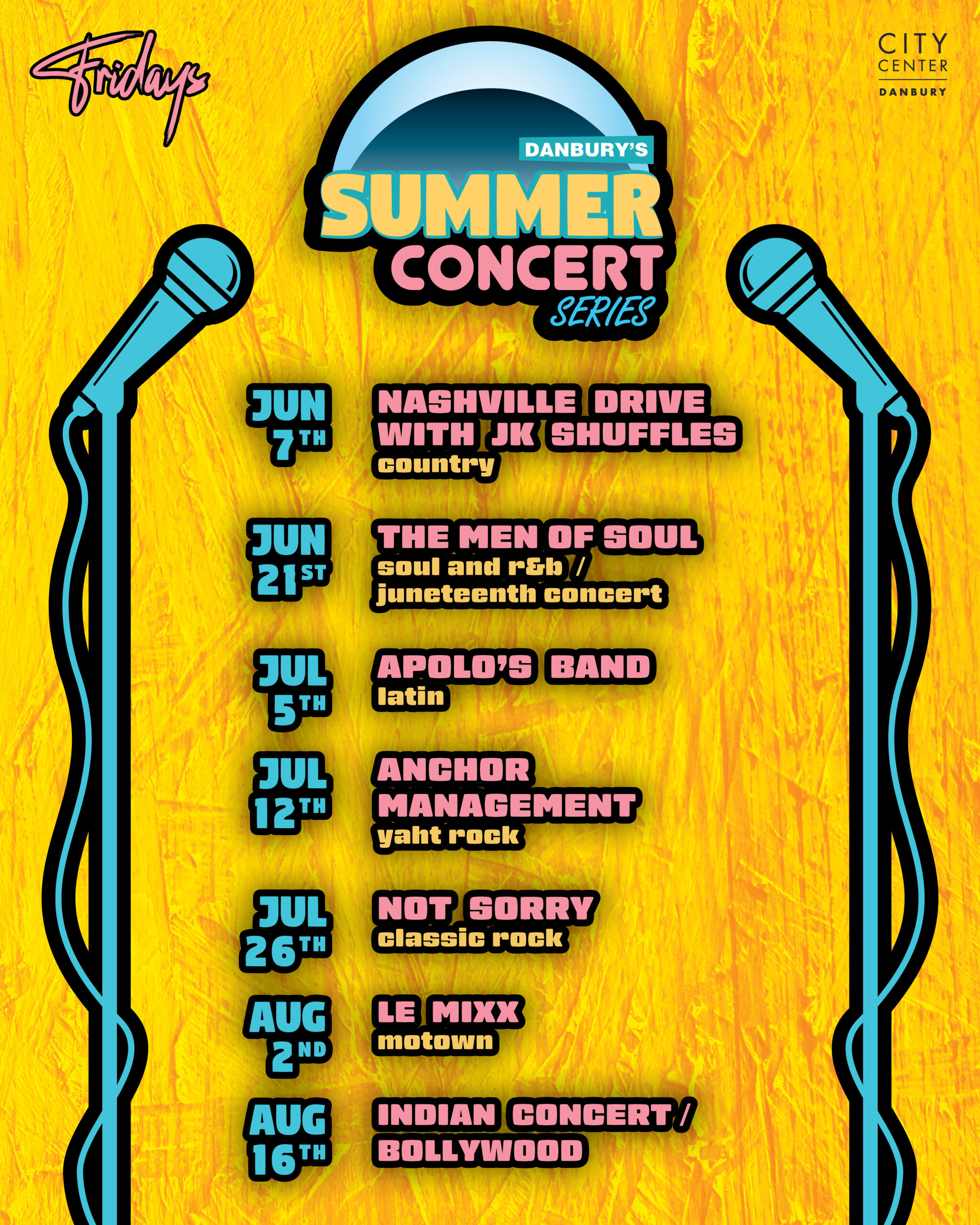 Enjoy a blend of music genres under the summer sky at CityCenter Danbury.